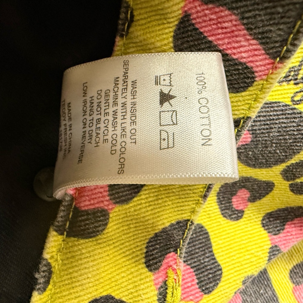 Teddy Fresh x Trixie Mattel Yellow-Green Leopard Print 100% Cotton Denim Pant - Picture 6 of 7
